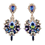 Women Drop Earrings Colorful Flower Big Brand Design Luxury Starburst Pendant Crystal Stud Gem Statement Earrings Jewelry Gifts