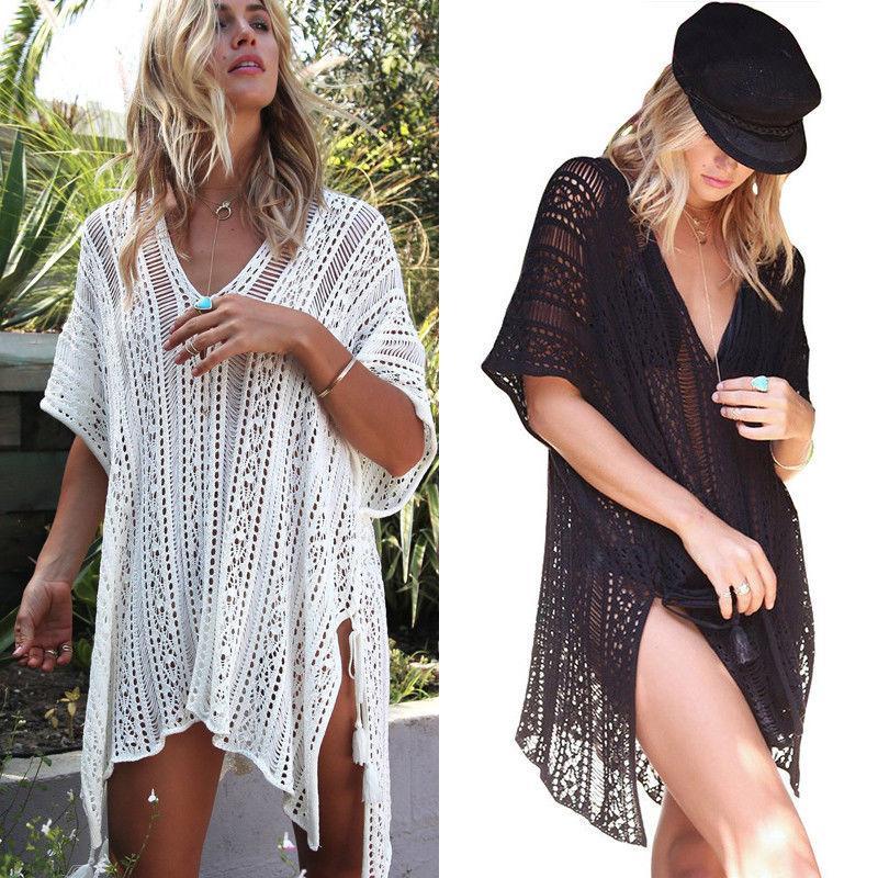 US Crochet Knitted COVER UP Dress