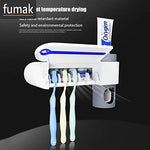 fumak Toothbrush Holder - 2 in 1 UV Light Ultraviolet Toothbrush Sterilizer Toothbrush Holder Automatic Toothpaste Squeezers Dispenser Home Bathroom Set (2)