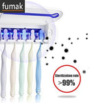 fumak Toothbrush Holder - 2 in 1 UV Light Ultraviolet Toothbrush Sterilizer Toothbrush Holder Automatic Toothpaste Squeezers Dispenser Home Bathroom Set (2)