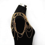 JoJo&Lin Gold Tone Harness Multilayer Body Chain with Beads Necklace Love Rocks Shoulder Drape