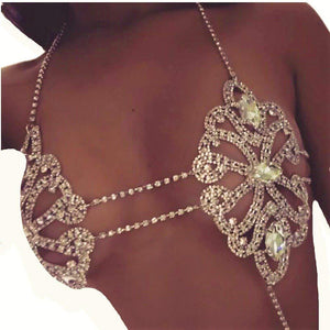 JeVenis Luxury Harness Bikini Rhinestone Bralette Body Chains Belly Chain Jewelry