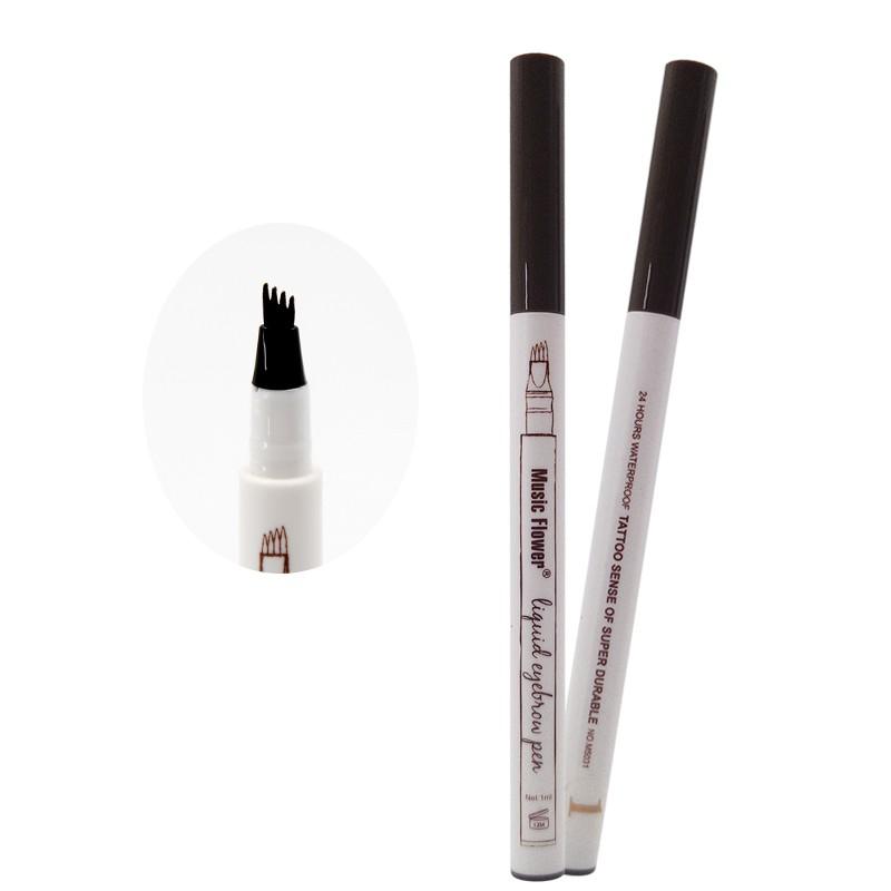 Music Flower Patented Microblading Eyebrow Tattoo Pen Waterproof Fork Tip Eyebrow Ink Pencil 4 Heads Liquid Eye Brow Makeup