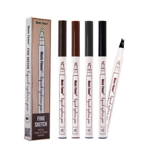 Music Flower Patented Microblading Eyebrow Tattoo Pen Waterproof Fork Tip Eyebrow Ink Pencil 4 Heads Liquid Eye Brow Makeup