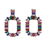 JURAN Colorful Square Crystal Statement Earrings 2018 new arrival Fashion Jewelry ethnic Big Rhinestone earrings for women 