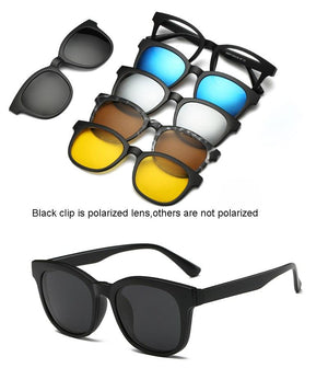 5 in 1 Polarized Magnetic Clip-on Sunglasses