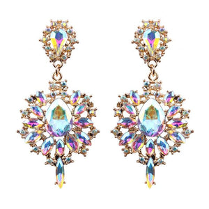 Women Drop Earrings Colorful Flower Big Brand Design Luxury Starburst Pendant Crystal Stud Gem Statement Earrings Jewelry Gifts