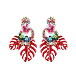 Best lady Fashion Bohemian Wedding Leaf and Flower Drop Earrings Jewelry Earrings for Women Luxury Colorful Big Pendant Earring