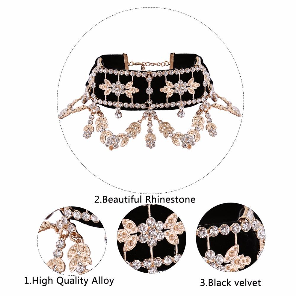 KMVEXO 2017 Fashion Crystal Rhinestone Choker Necklace Velvet Statement Necklace for Women Collares Chocker Jewelry Party Gift