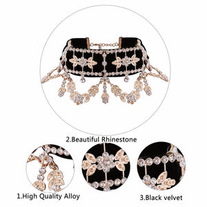 KMVEXO 2017 Fashion Crystal Rhinestone Choker Necklace Velvet Statement Necklace for Women Collares Chocker Jewelry Party Gift