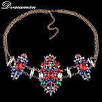 Dvacaman Hot sale Fashion Sexy Body Jewelry Chain Charm Exaggerated Night Club Party crystal Statement Women's Necklace 7752