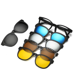 5 lenes Magnet Sunglasses Clip Mirrored Clip on Sunglasses clip on glasses Men Polarized Clips Custom Prescription Myopia