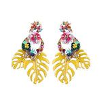 Best lady Fashion Bohemian Wedding Leaf and Flower Drop Earrings Jewelry Earrings for Women Luxury Colorful Big Pendant Earring