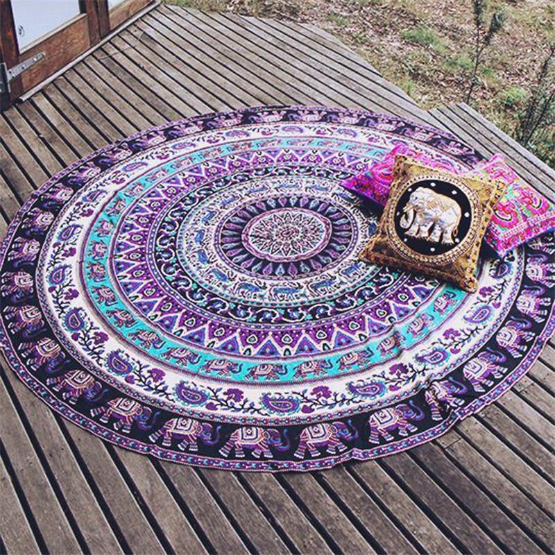 Round Yoga Tapestry-pur-wish