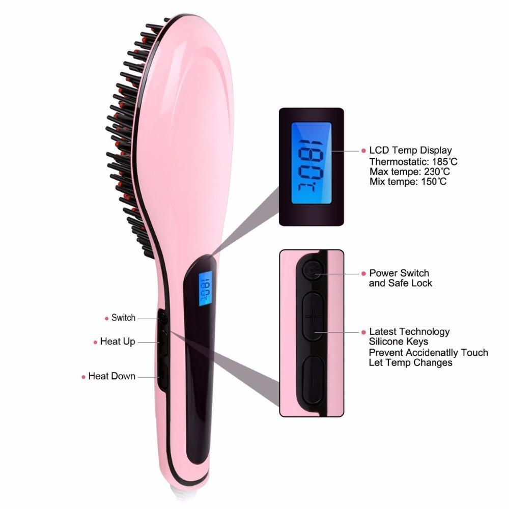 Electric Brush Fast Hair Straightener-pur-wish