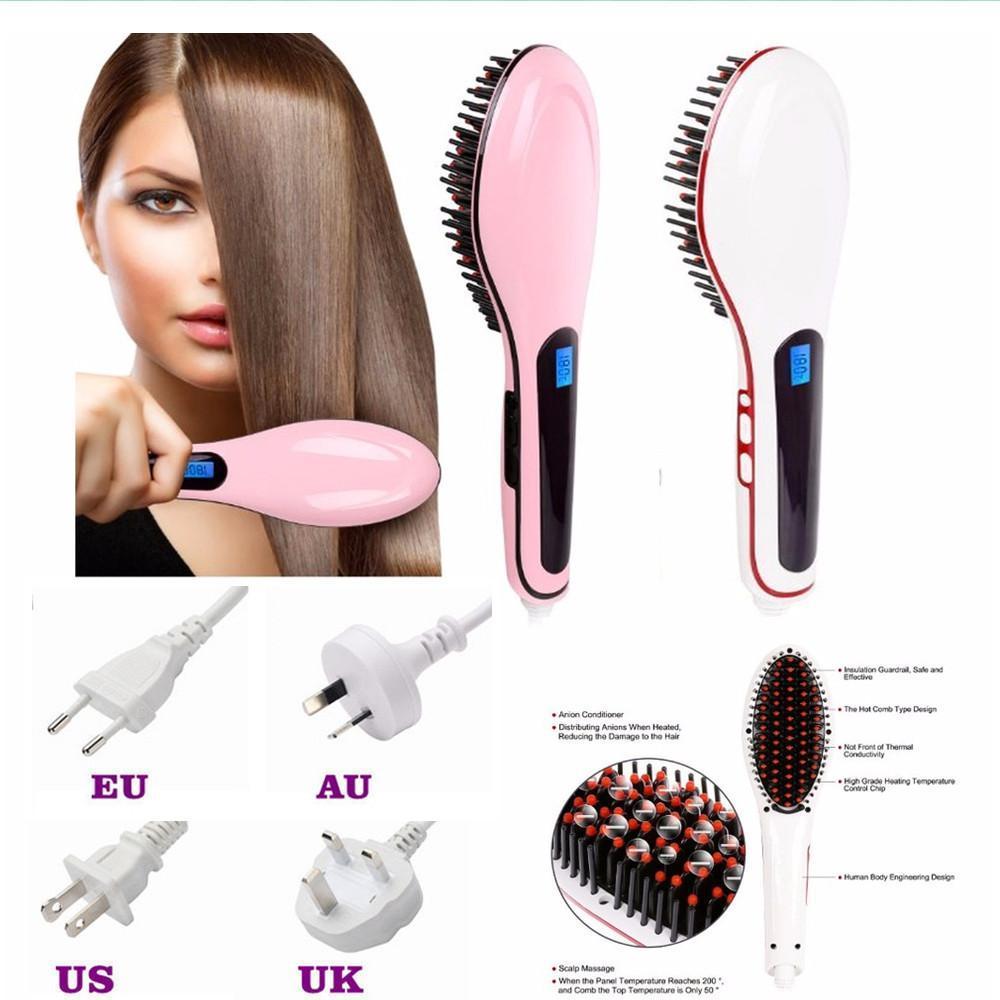 Electric Brush Fast Hair Straightener-pur-wish