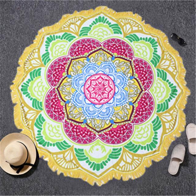 Indian Yoga Round Tapestry-pur-wish