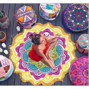 Indian Yoga Round Tapestry-pur-wish