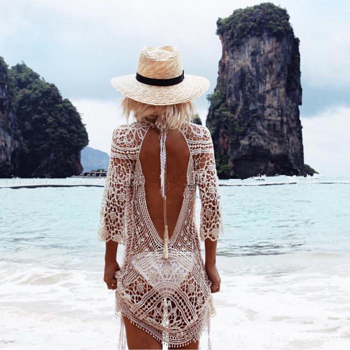 Sexy crochet beach dress women