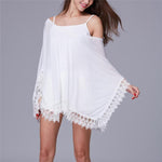 Solid Lace Tshirt V-Neckline Sheath Cover-up