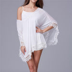 Solid Lace Tshirt V-Neckline Sheath Cover-up