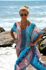 Ethnic Print Slit Ankle-Length Cover-Up