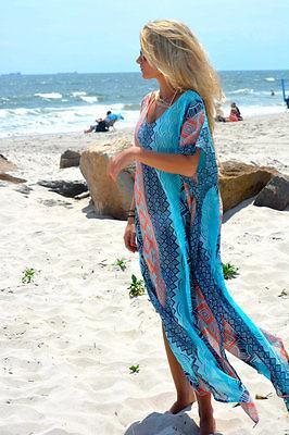 Ethnic Print Slit Ankle-Length Cover-Up