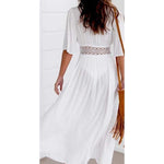 Beautiful Chiffon Split Joint Deep V Neck Half Sleeve Cover-Ups