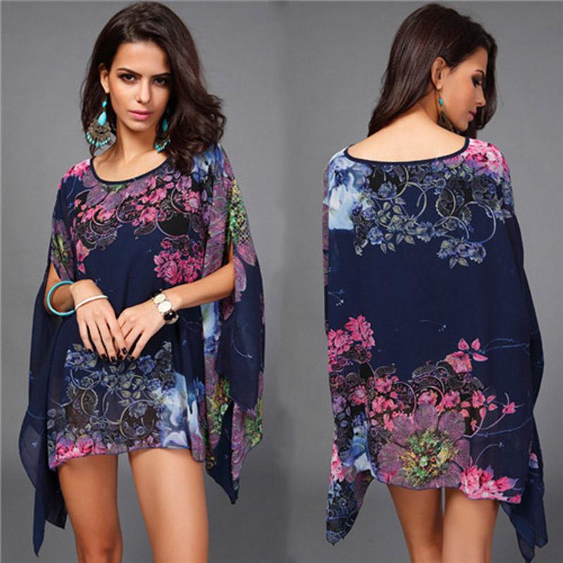 Floral Print Sleeve Chiffon Blouse