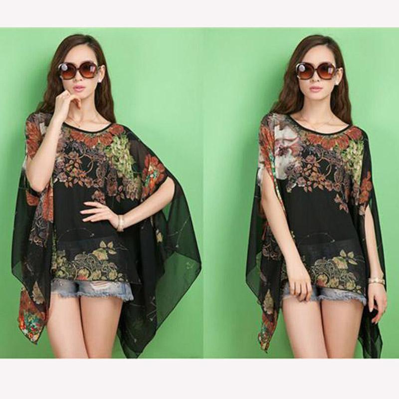 Floral Print Sleeve Chiffon Blouse