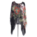 Floral Print Sleeve Chiffon Blouse