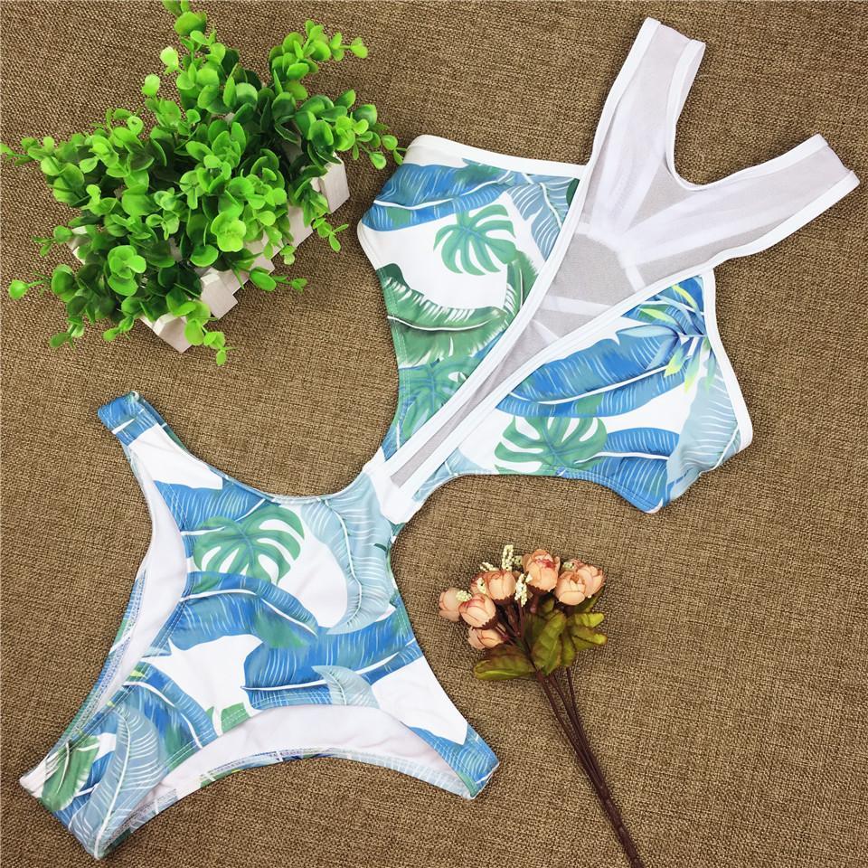 2019 Monokini High Neck Trikini Bandage Swimwear