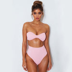 Floralkini Bandeau Solid Color Bikini Top