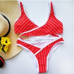 2019 Sexy stripe Cross Bikinis