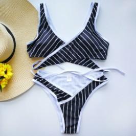 2019 Sexy stripe Cross Bikinis