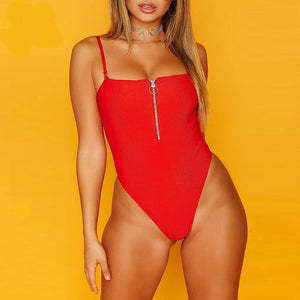 Ribbed zipper One Piece suits