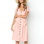 V Neck Cotton Summer Dress