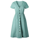 V Neck Cotton Summer Dress