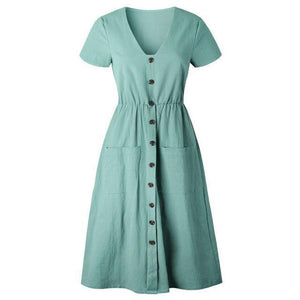 V Neck Cotton Summer Dress